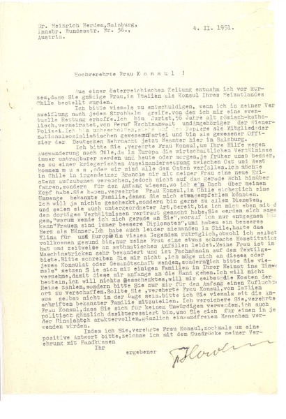 [Carta], 1951 feb. 4, Salzburg, Austria [a] Gabriela Mistral