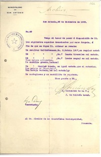 [Carta] 1929 dic. 28, San Antonio, Chile [al] [Alcalde Municipal]