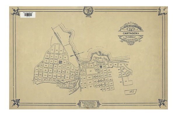 Plano de la ciudad de Cartagena con la numeración oficial de manzanas
