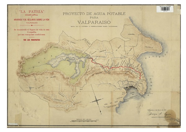 Proyecto de agua potable para Valparaíso hoya de la represa e inmediaciones hasta Valparaíso.