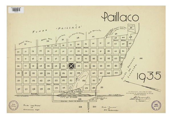 Paillaco 1935  [material cartográfico] Asociación de Aseguradores de Chile Comité Incendio.