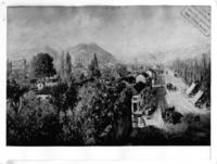 [Vista de una calle con casas de Santiago de 1863]