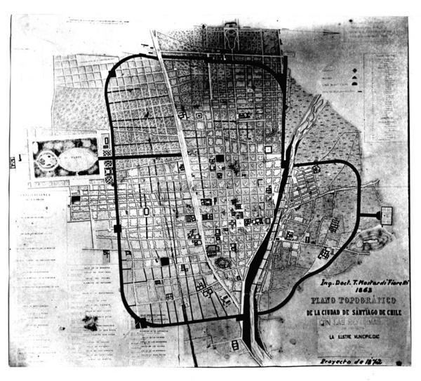 Plano topográfico de la Ciudad de Santiago de Chile con las reformas ... la Ilustre Municipalidad, 1872