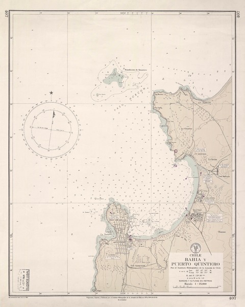 Bahía y puerto de Quintero  [material cartográfico] por el Instituto Hidrográfico de la Armada de Chile.