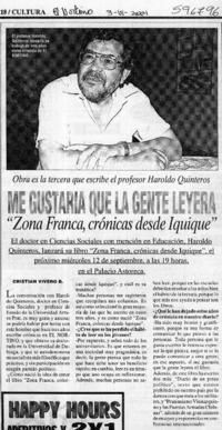 Me gustaría que la gente leyera "Zona Franca, crónicas desde Iquique"  [artículo] Cristian Vivero B.