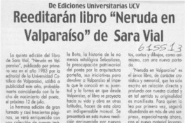 Reeditan libro "Neruda en Valparaíso" de Sara Vial