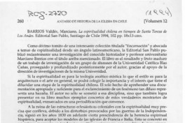 La espiritualidad chilena en tiempos de Santa Teresa de Los Andes  [artículo] Mauro Matthei.