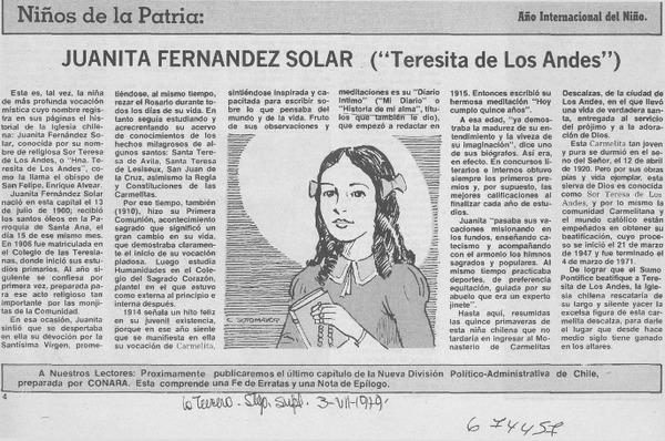 Juanita Fernández Solar ("Teresa de Los Andes")