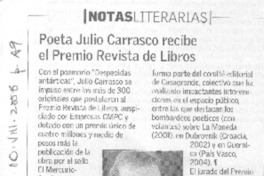 Poeta Julio Carrasco recibe el Premio Revista de Libros