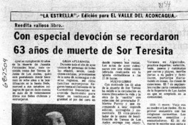 Con especial devoción se recordaron 63 años de muerte de Sor Teresa.