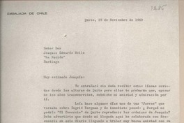 [Carta] 1959 noviembre 16, Quito, [Ecuador] [a] Joaquín Edwards Bello