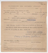 [Telegrama] 1968 marzo 24, Santiago [Chile] [a] Marta Albornoz