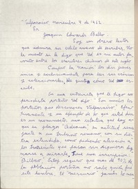 [Carta] 1962 noviembre 4, Valparaíso, [Chile] [a] Joaquín Edwards Bello