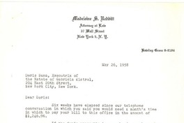 [Carta] 1958 may. 26, New York [a] Doris Dana, New York