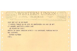 [Telegrama] 1966 oct. 26, Montevideo, Uruguay [al] Jacques Maritain [Princeton]