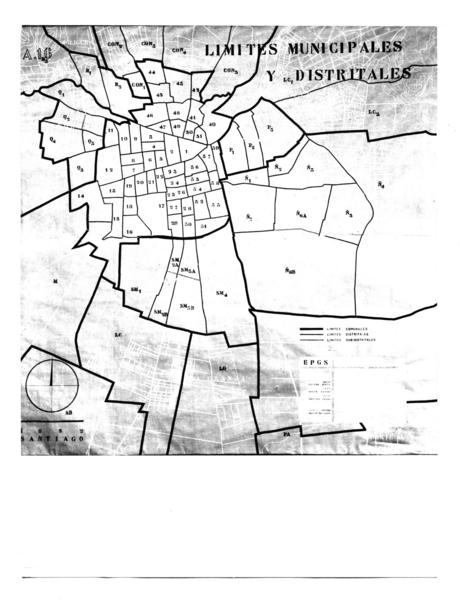 Límites municipales y distritales, Santiago 1952