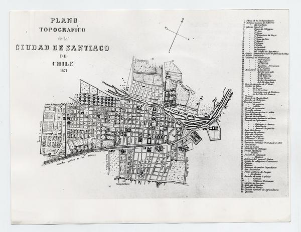Plano topográfico de la Ciudad de Santiago de Chile, 1871
