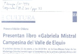 Presentan libro "Gabriela Mistral campesina del Valle de Elqui"