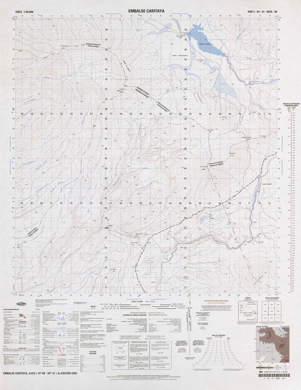 Embalse Caritaya (19°00'- 69°15') [material cartográfico] : Instituto Geográfico Militar de Chile.