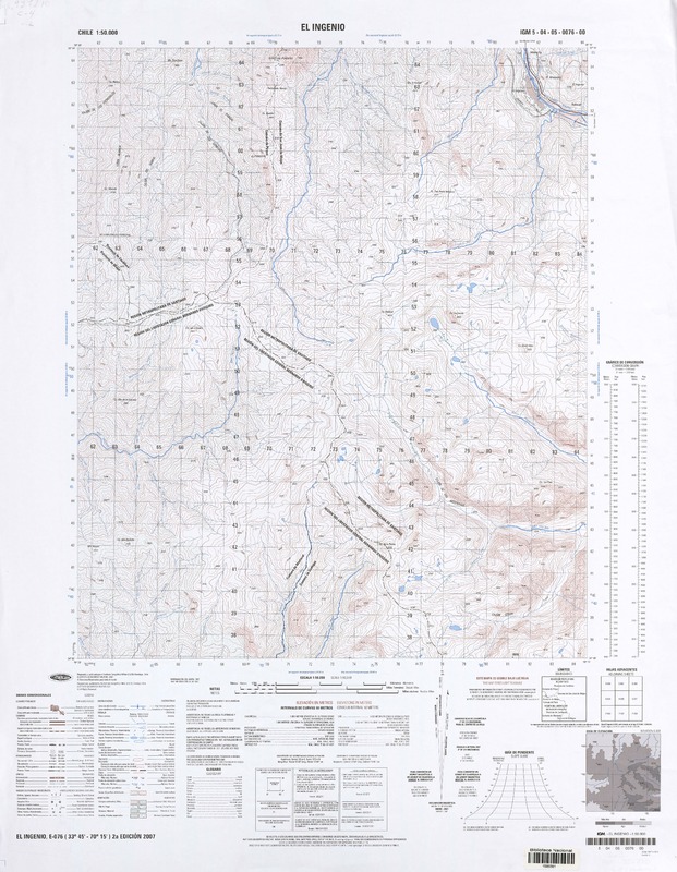El Ingenio E-076 (33° 45'- 70° 15') [material cartográfico] preparado y publicado por el Instituto Geográfico Militar.