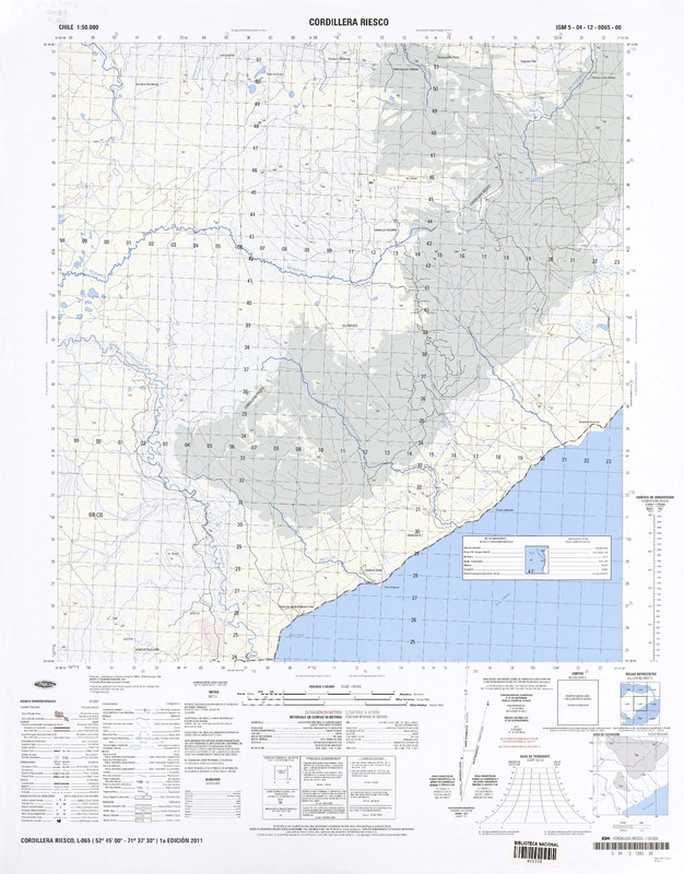 Cordillera Riesco (52° 45' 00" - 71° 37' 00")  [material cartográfico] Instituto Geográfico Militar de Chile.