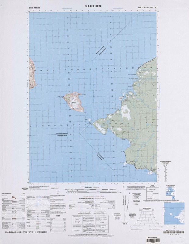 Isla Queullín (41° 45' - 72° 45')  [material cartográfico] preparado y publicado por el Instituto Geográfico Militar.