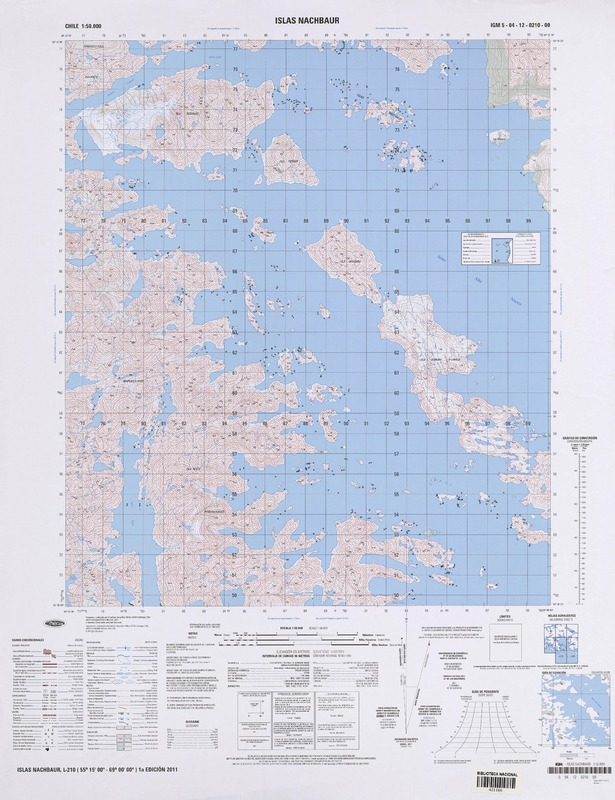 Islas Nachbaur (55° 15' 00" - 69° 00' 00")  [material cartográfico] Instituto Geográfico Militar de Chile.