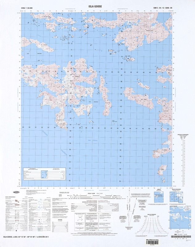 Isla Goose (55° 15' 00" - 69° 45' 00")  [material cartográfico] Instituto Geográfico Militar de Chile.