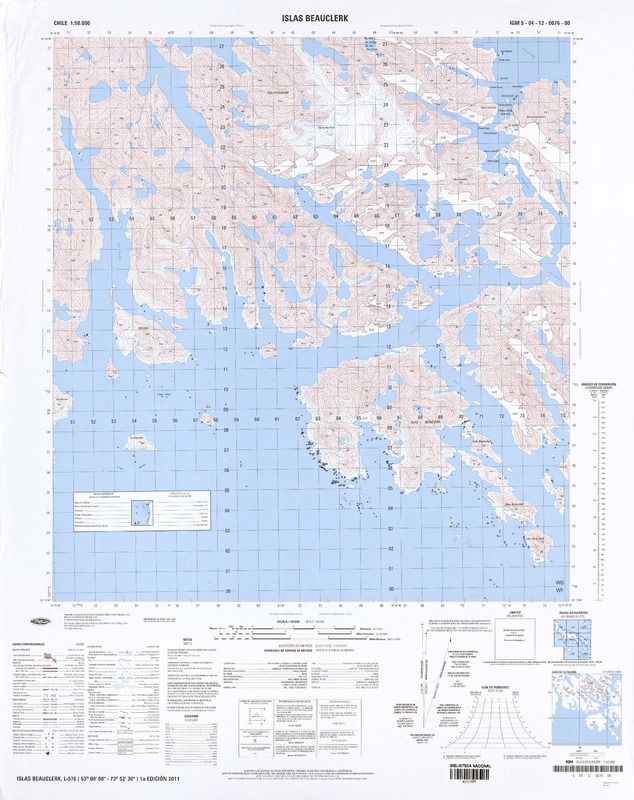 Isla Beauclerk (53° 00' 00" - 73° 52' 30")  [material cartográfico] Instituto Geográfico Militar de Chile.