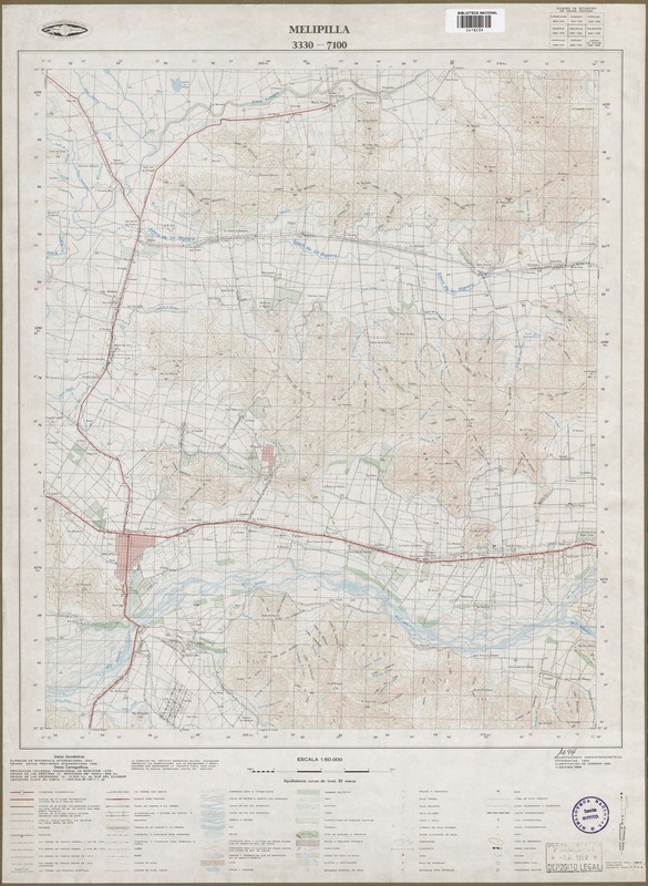 Melipilla 3330 - 7100 [material cartográfico] : Instituto Geográfico Militar de Chile.
