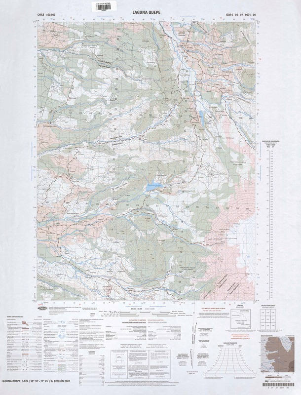 Laguna Quepe (38°30' - 71°45') [material cartográfico] : Instituto Geográfico Militar de Chile.