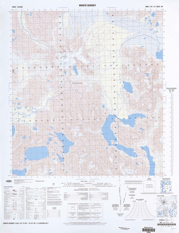 Monte Burney (52°15'00''-73°07' 30'')  [material cartográfico] Instituto Geográfico Militar de Chile.