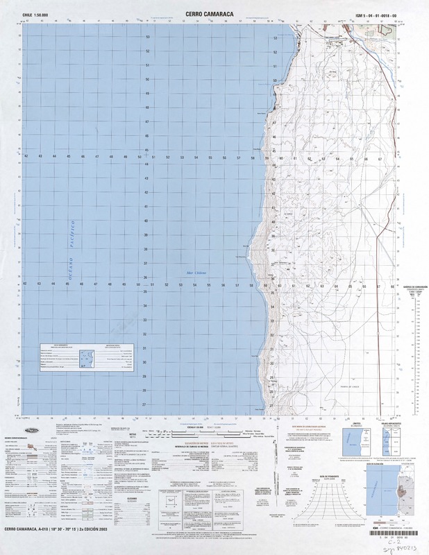 Cerro Camaraca (18°30' - 70°15') [material cartográfico] : Instituto Geográfico Militar de Chile.