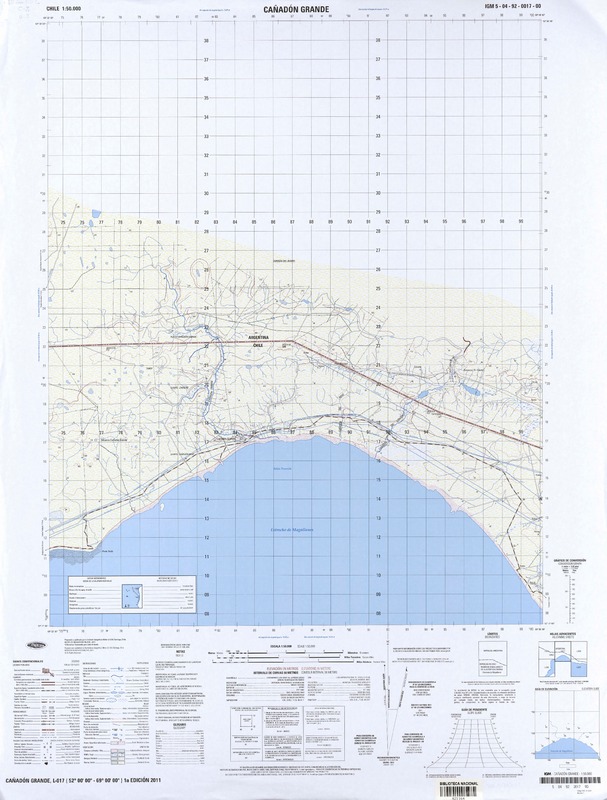 Cañadón Grande (52° 00' 00" - 69° 00' 00")  [material cartográfico] Instituto Geográfico Militar de Chile.