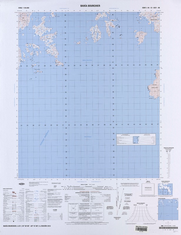 Bahía Bourchier (55° 30' 00"- 68° 15' 00")  [material cartográfico] Instituto Geográfico Militar de Chile.