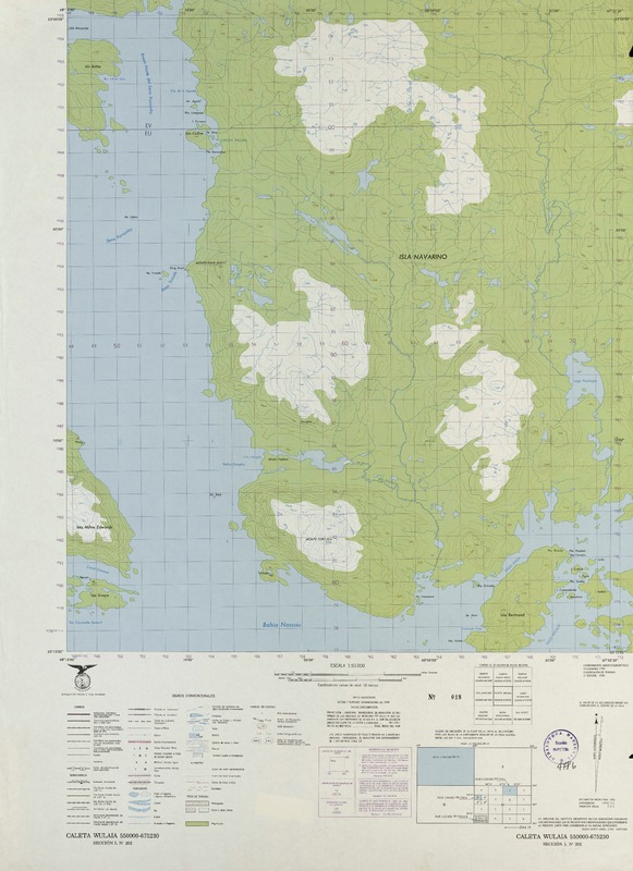 Caleta Wulaia 550000 - 675230 [material cartográfico] : Instituto Geográfico Militar de Chile.