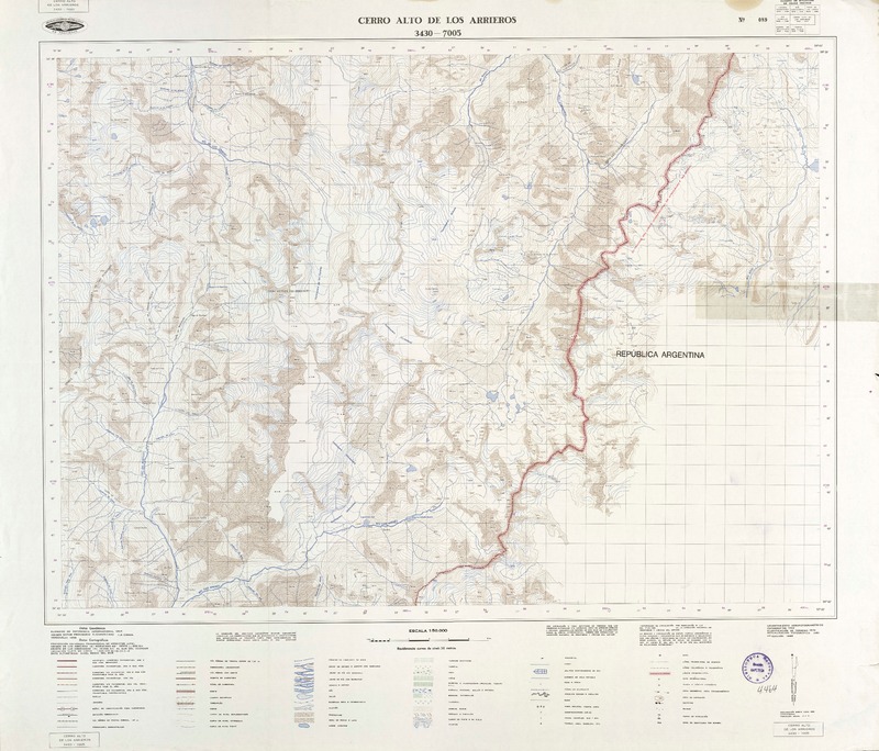 Cerro Alto de los Arrieros 3430 - 7005 [material cartográfico] : Instituto Geográfico Militar de Chile.