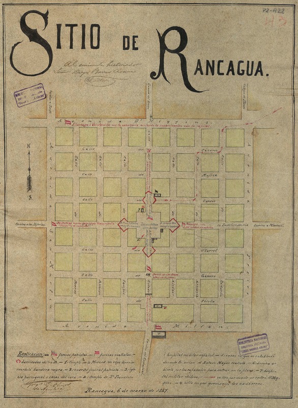 Sitio de Rancagua  [material cartográfico] Gregorio Olmos de Aguilera