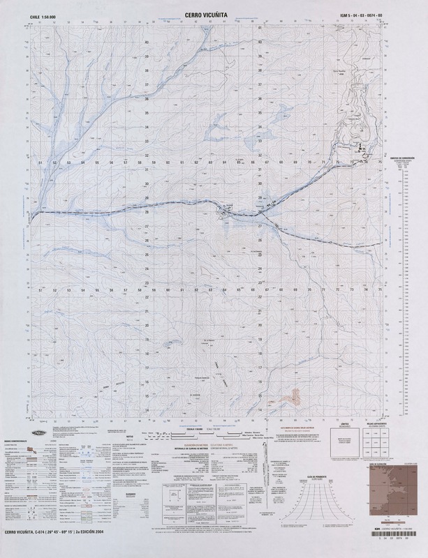 Cerro Vicuñita 26°45' - 69°15' [material cartográfico] : Instituto Geográfico Militar de Chile.