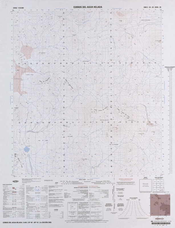 Cerros del Agua Helada 26°00' - 68°45' [material cartográfico] : Instituto Geográfico Militar de Chile.