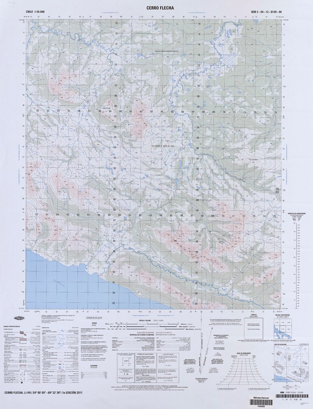 Cerro Flecha (54° 00' 00'' - 69° 22' 30'')  [material cartográfico] Instituto Geográfico Militar de Chile.