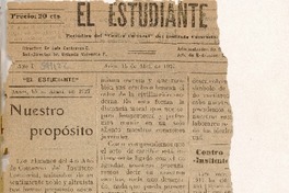 El Estudiante periódico del Centro Cultural del Instituto Comercial.