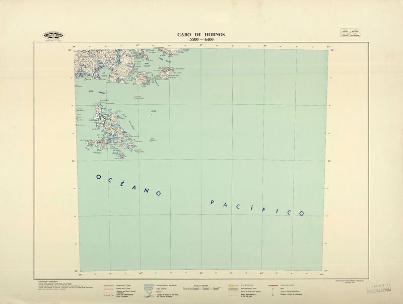 Cabo de Hornos (55° 00' - 64° - 00')  [material cartográfico] Instituto Geográfico Militar de Chile.