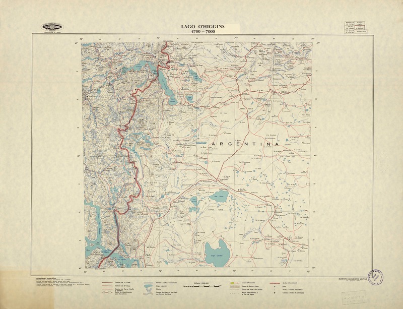Lago O'Higgins 4700 - 7000 [material cartográfico] : Instituto Geográfico Militar de Chile.