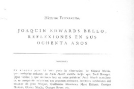 Joaquín Edwards Bello, reflexiones en sus ochenta años  [artículo] Héctor Fuenzalida.
