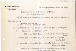 [Carta] 1968 septiembre 19, Valparaíso, Chile [a] Biblioteca Nacional de Chile  [manuscrito] Adolfo Reccius Ellwanger.