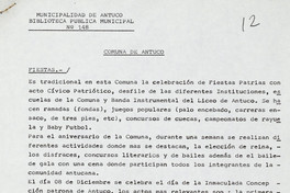 Comuna de Antuco  [manuscrito] Renata Isla Martínez.