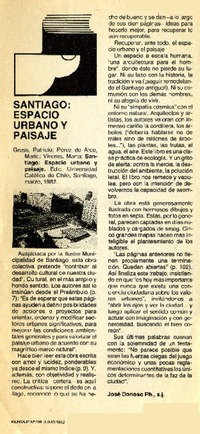 Santiago: espacio urbano y paisaje  [artículo] José Donoso.