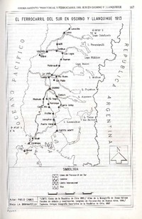 El Ferrocarril del sur en Osorno y Llanquihue 1913  [material cartográfico] Pablo Camus; dibujo L. A. Brignmardello.