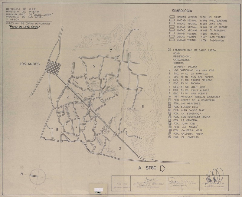 Plano de Calle Larga  [material cartográfico] Ministerio del Interior, Municipalidad de Calle Larga.